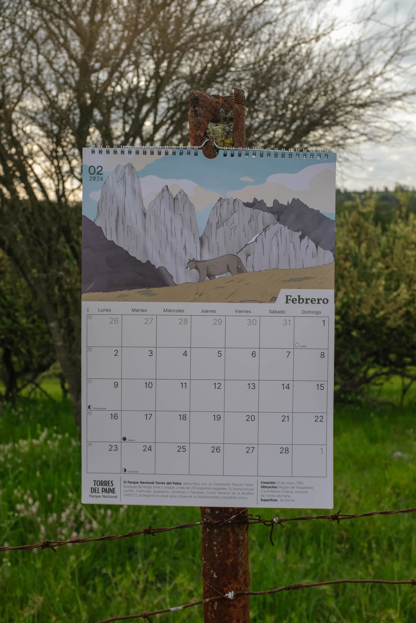 Calendario 2026 ilustrado de Parques Nacionales de Chile | Salvaje