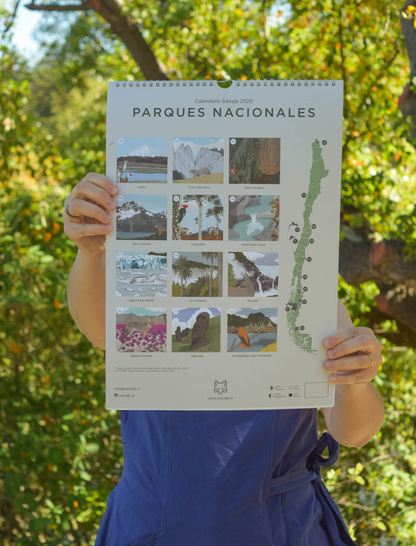 Calendario 2026 ilustrado de Parques Nacionales de Chile | Salvaje